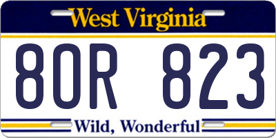 WV license plate 8OR823
