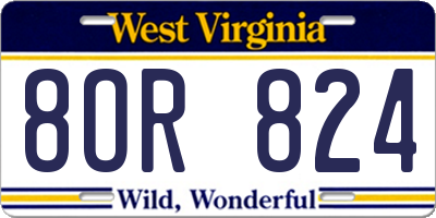 WV license plate 8OR824