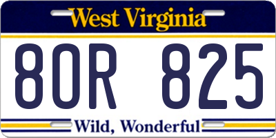 WV license plate 8OR825