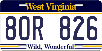 WV license plate 8OR826