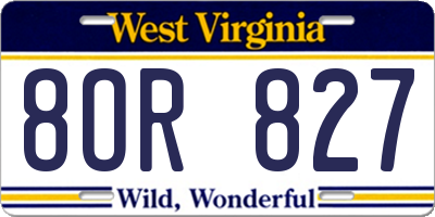 WV license plate 8OR827