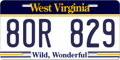 WV license plate 8OR829