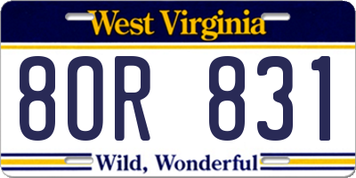 WV license plate 8OR831