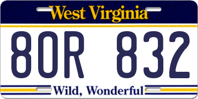 WV license plate 8OR832