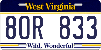 WV license plate 8OR833