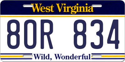 WV license plate 8OR834