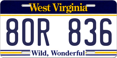 WV license plate 8OR836