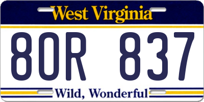 WV license plate 8OR837