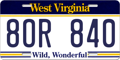 WV license plate 8OR840
