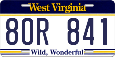 WV license plate 8OR841