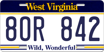 WV license plate 8OR842
