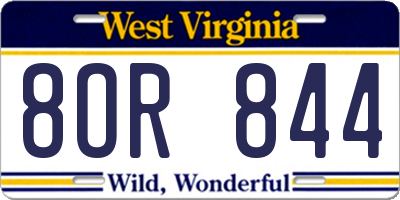 WV license plate 8OR844