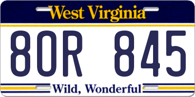 WV license plate 8OR845