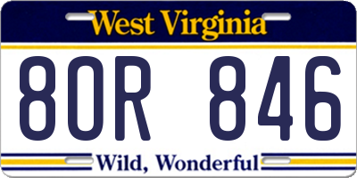 WV license plate 8OR846