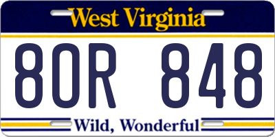 WV license plate 8OR848
