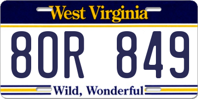 WV license plate 8OR849