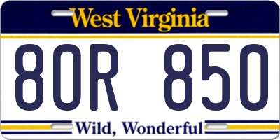WV license plate 8OR850