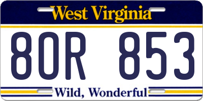 WV license plate 8OR853