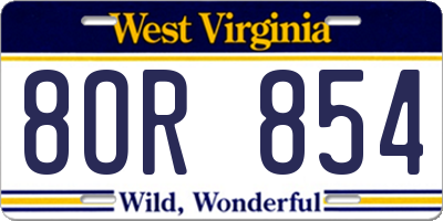 WV license plate 8OR854