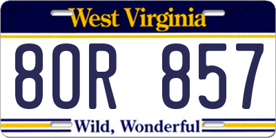 WV license plate 8OR857