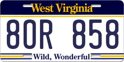 WV license plate 8OR858