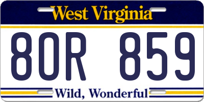 WV license plate 8OR859