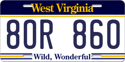 WV license plate 8OR860