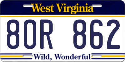 WV license plate 8OR862