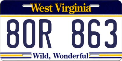 WV license plate 8OR863