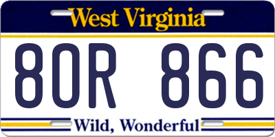 WV license plate 8OR866