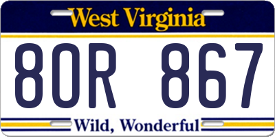 WV license plate 8OR867