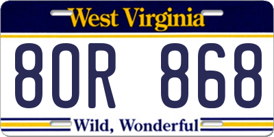 WV license plate 8OR868