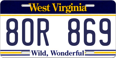 WV license plate 8OR869
