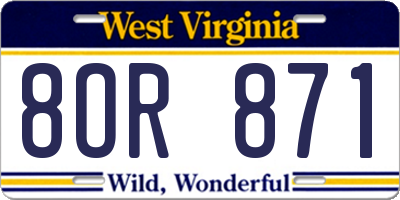 WV license plate 8OR871