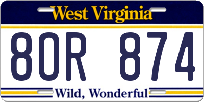 WV license plate 8OR874