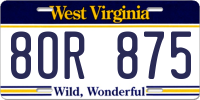 WV license plate 8OR875