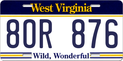 WV license plate 8OR876