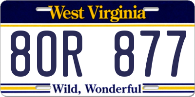 WV license plate 8OR877