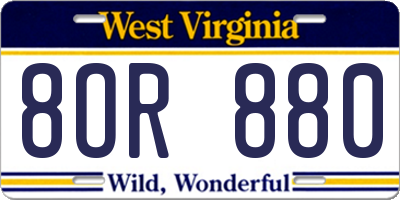 WV license plate 8OR880