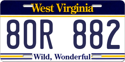 WV license plate 8OR882
