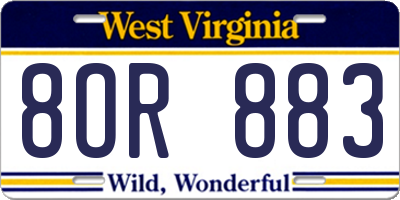 WV license plate 8OR883