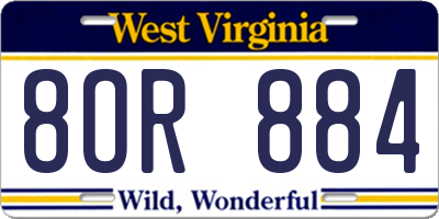 WV license plate 8OR884
