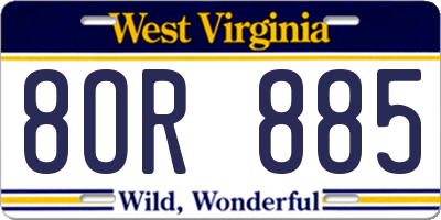 WV license plate 8OR885