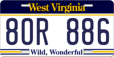 WV license plate 8OR886