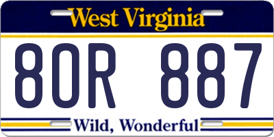 WV license plate 8OR887