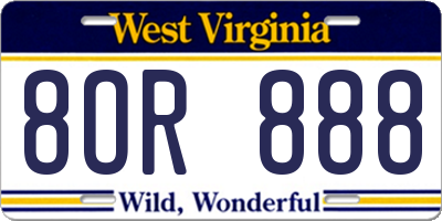 WV license plate 8OR888