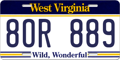 WV license plate 8OR889
