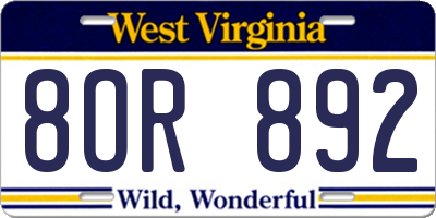 WV license plate 8OR892