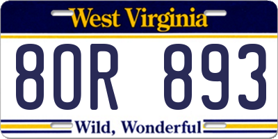 WV license plate 8OR893