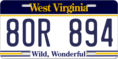 WV license plate 8OR894